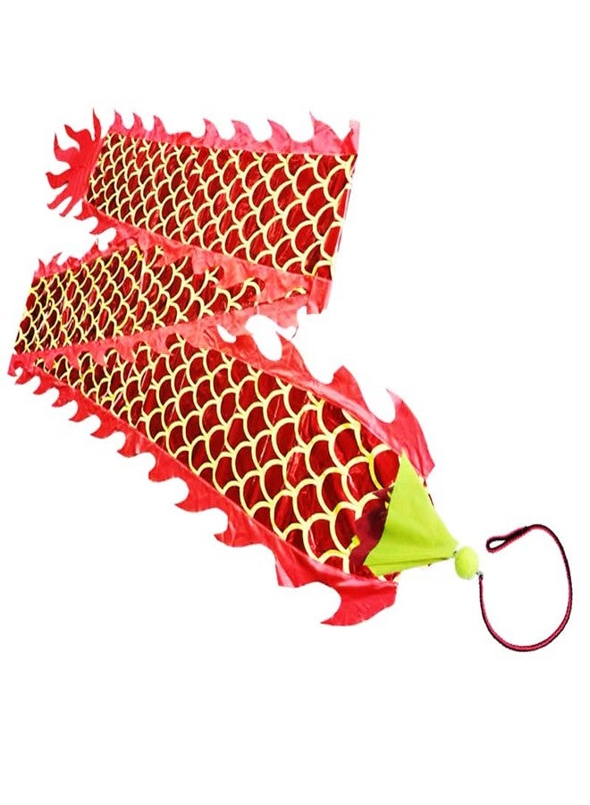 DSJUGGLING 3D Dragon Poi with 340g Weighted Ball & 1.1 Meters Swing Rope - Silk Flowy Shaking & Flinging Chinese Golden Dragon Ribbon Streamer + Travel Bag! (6 Meters (19.6 FT), Golden Red Dragon) - Image 3